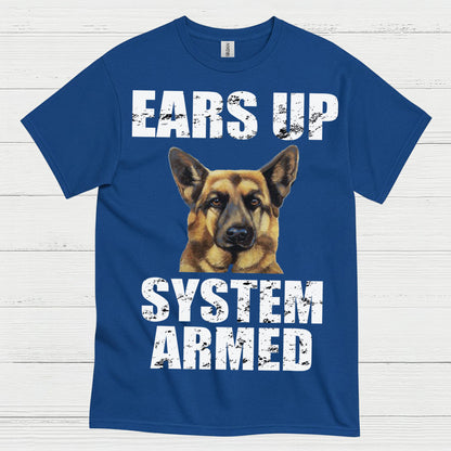 Ears Up System Armed German Shepherd T Shirt