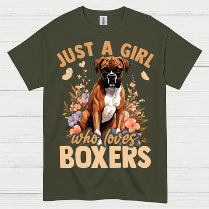Boxer Lover Girl Floral T Shirt