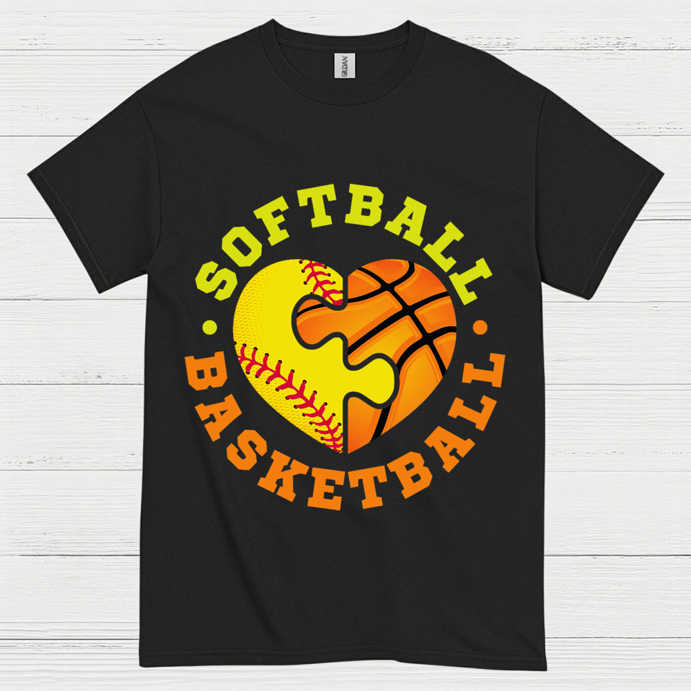 Softball Basketball Heart Puzzle T Shirt