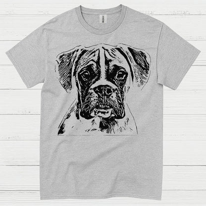 Sketch Style Boxer Dog T Shirt