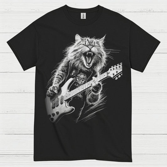 Rocking Cat Guitar T Shirt