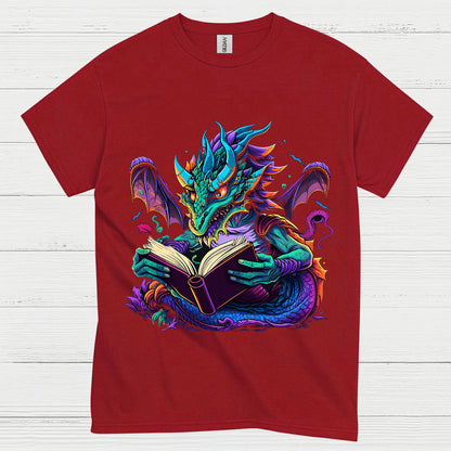 Reading Dragon Fantasy T Shirt