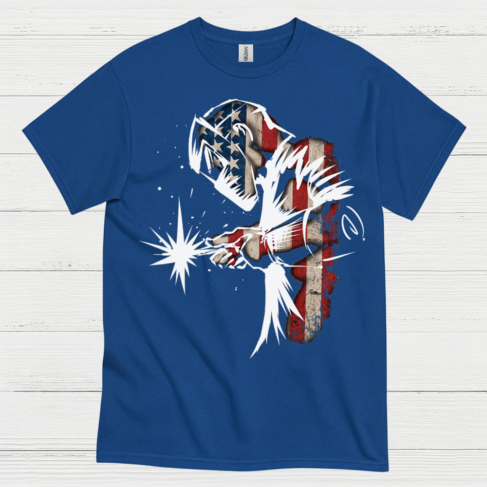 Patriotic American Flag Welding T Shirt