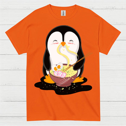 Cute Penguin Eating Ramen Graphic T Shirt