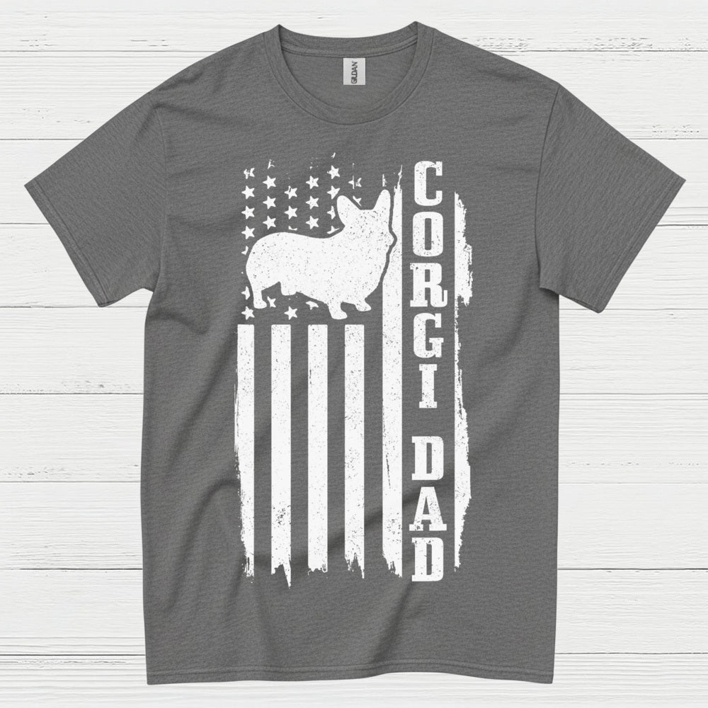 Corgi Dad American Flag T Shirt