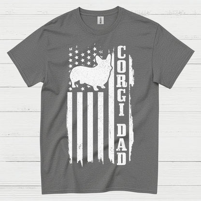 Corgi Dad American Flag T Shirt