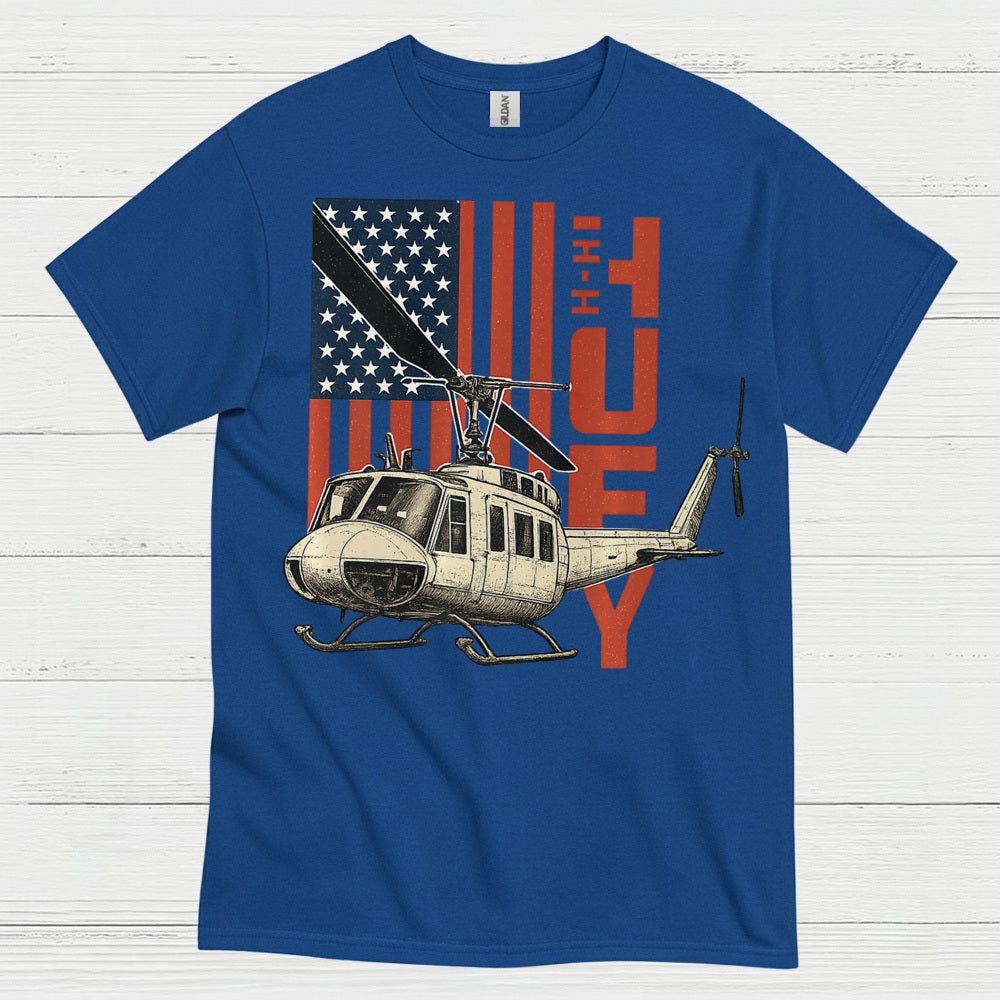 UH-1 Huey American Flag Military T Shirt