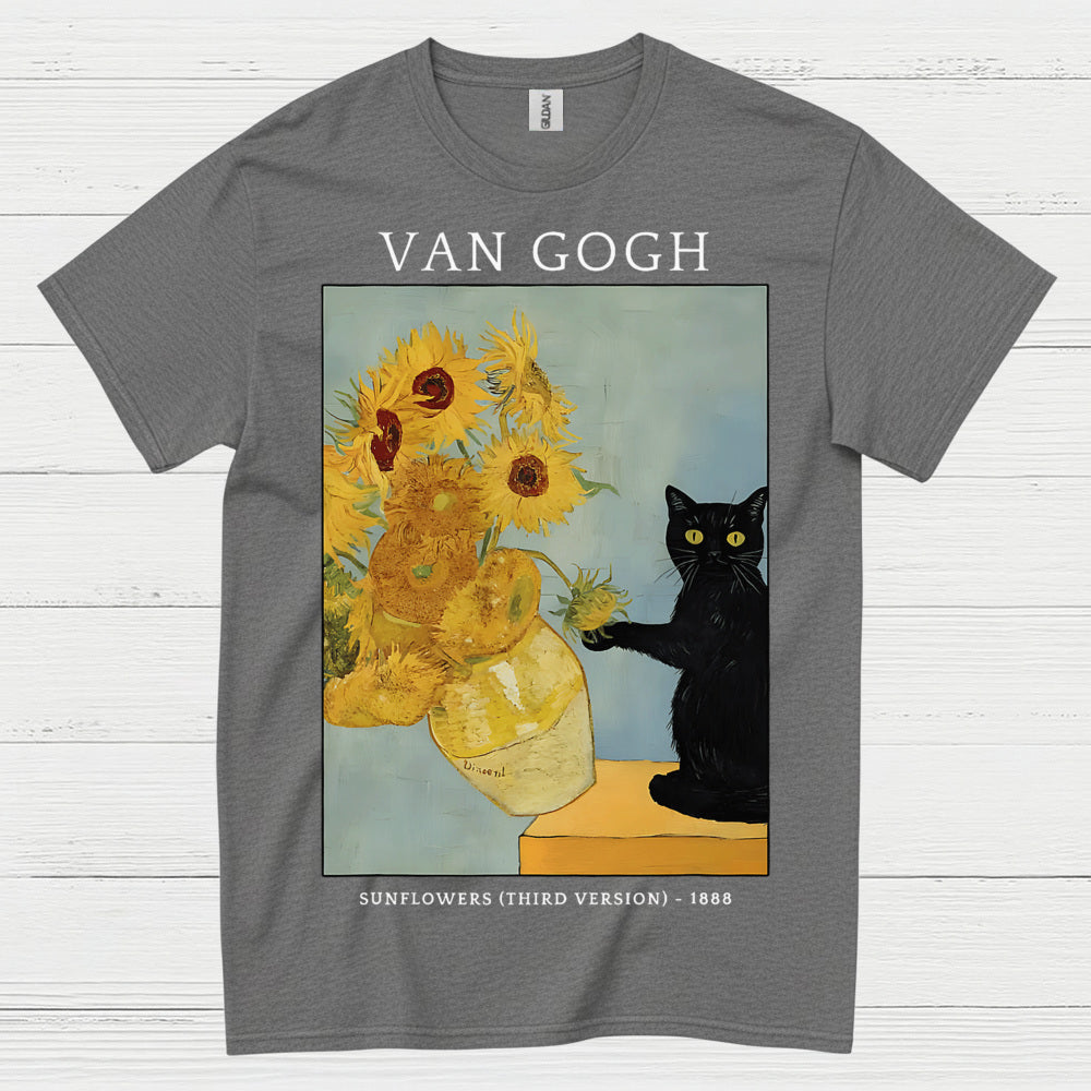 Classic Sunflowers Cat Art T Shirt