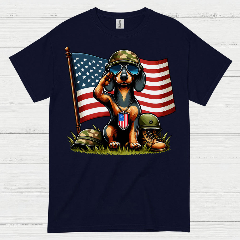 Patriotic Military Soldier Dachshund T Shirt