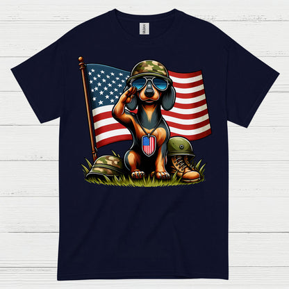 Patriotic Military Soldier Dachshund T Shirt