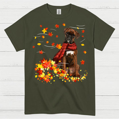 Autumn Boxer Dog T Shirt