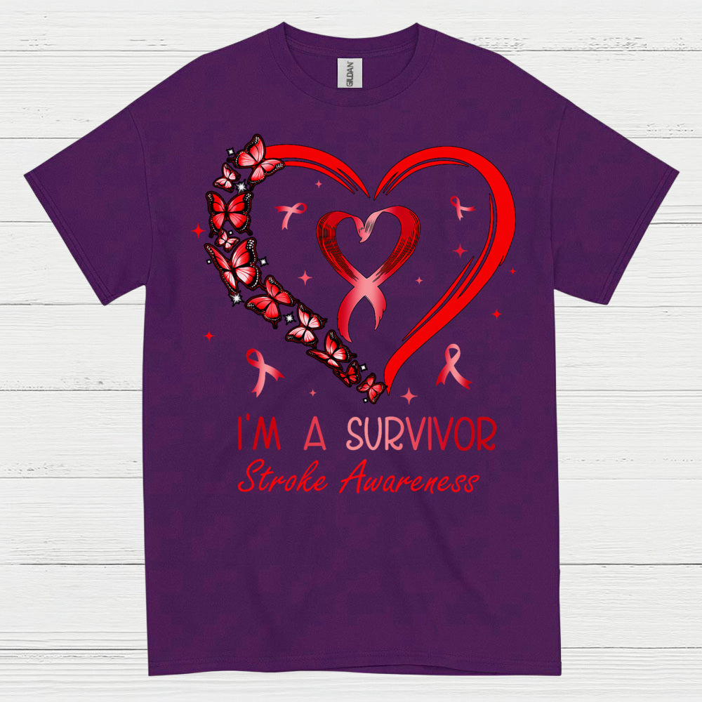 Proud Stroke Survivor Awareness Heart T Shirt