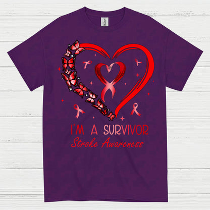 Proud Stroke Survivor Awareness Heart T Shirt
