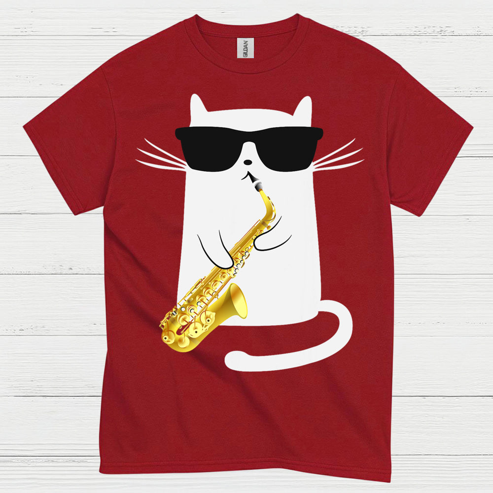 Cool Cat Playing Saxophone T Shirt
