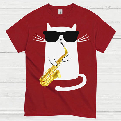Cool Cat Playing Saxophone T Shirt