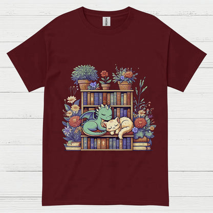 Dragon And Cat Reading T Shirt
