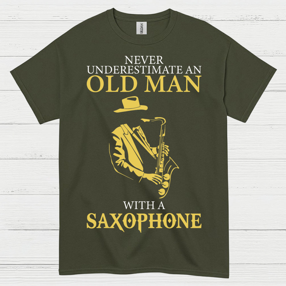 Never Underestimate Old Man Saxophone T Shirt