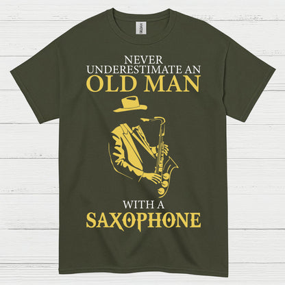 Never Underestimate Old Man Saxophone T Shirt