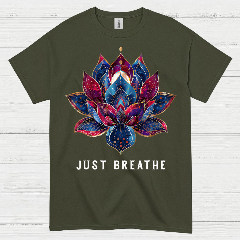 Just Breathe Lotus Yoga T Shirt