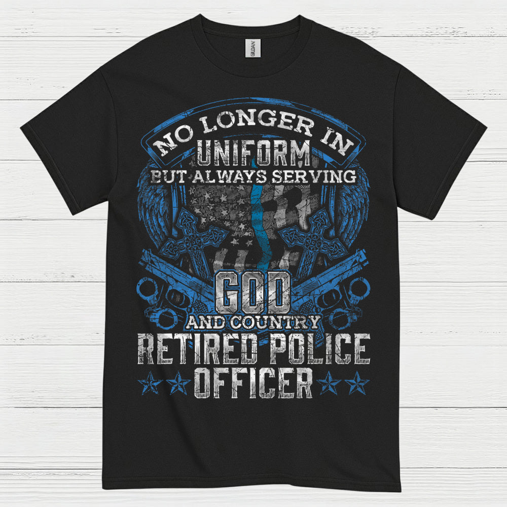 Retired Police Officer God And Country T Shirt