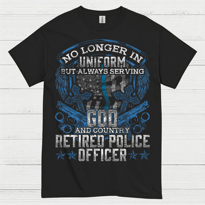 Retired Police Officer God And Country T Shirt