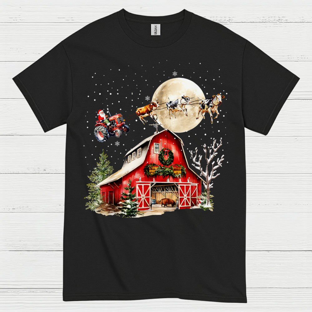 Christmas Farm Santa Tractor T Shirt