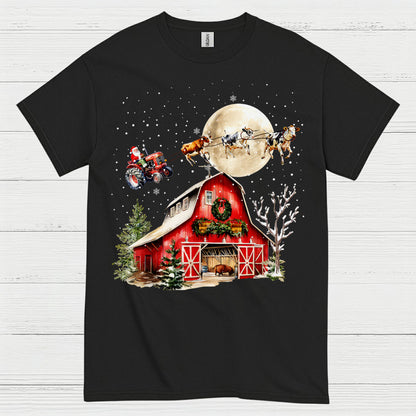 Christmas Farm Santa Tractor T Shirt