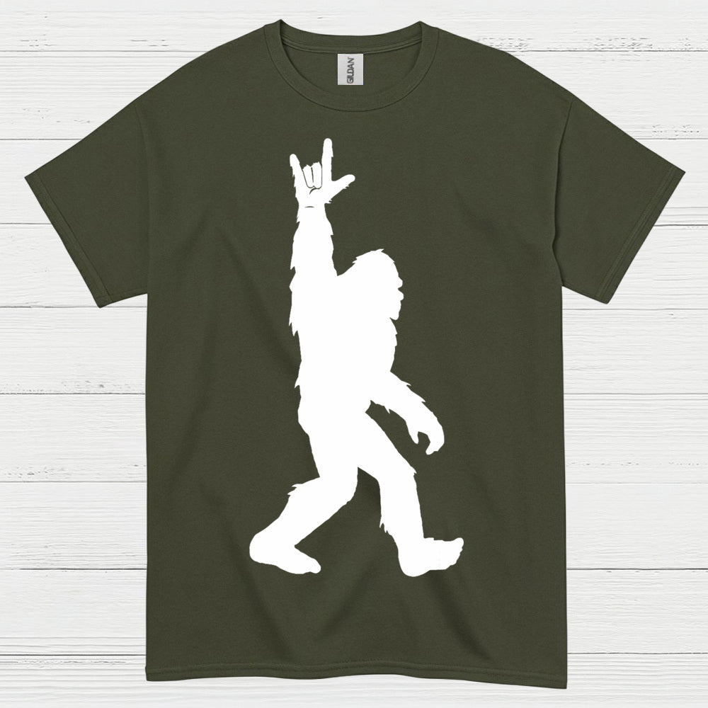 Rock Hand Bigfoot Silhouette T Shirt