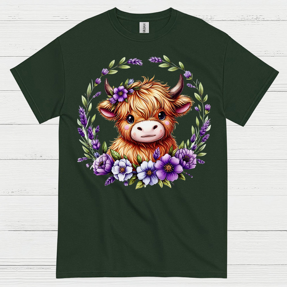 Floral Highland Cow T Shirt