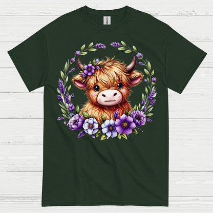 Floral Highland Cow T Shirt