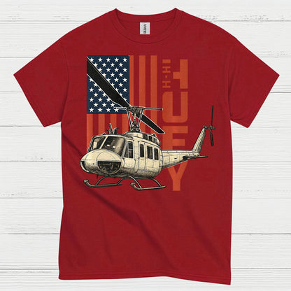 UH-1 Huey American Flag Military T Shirt