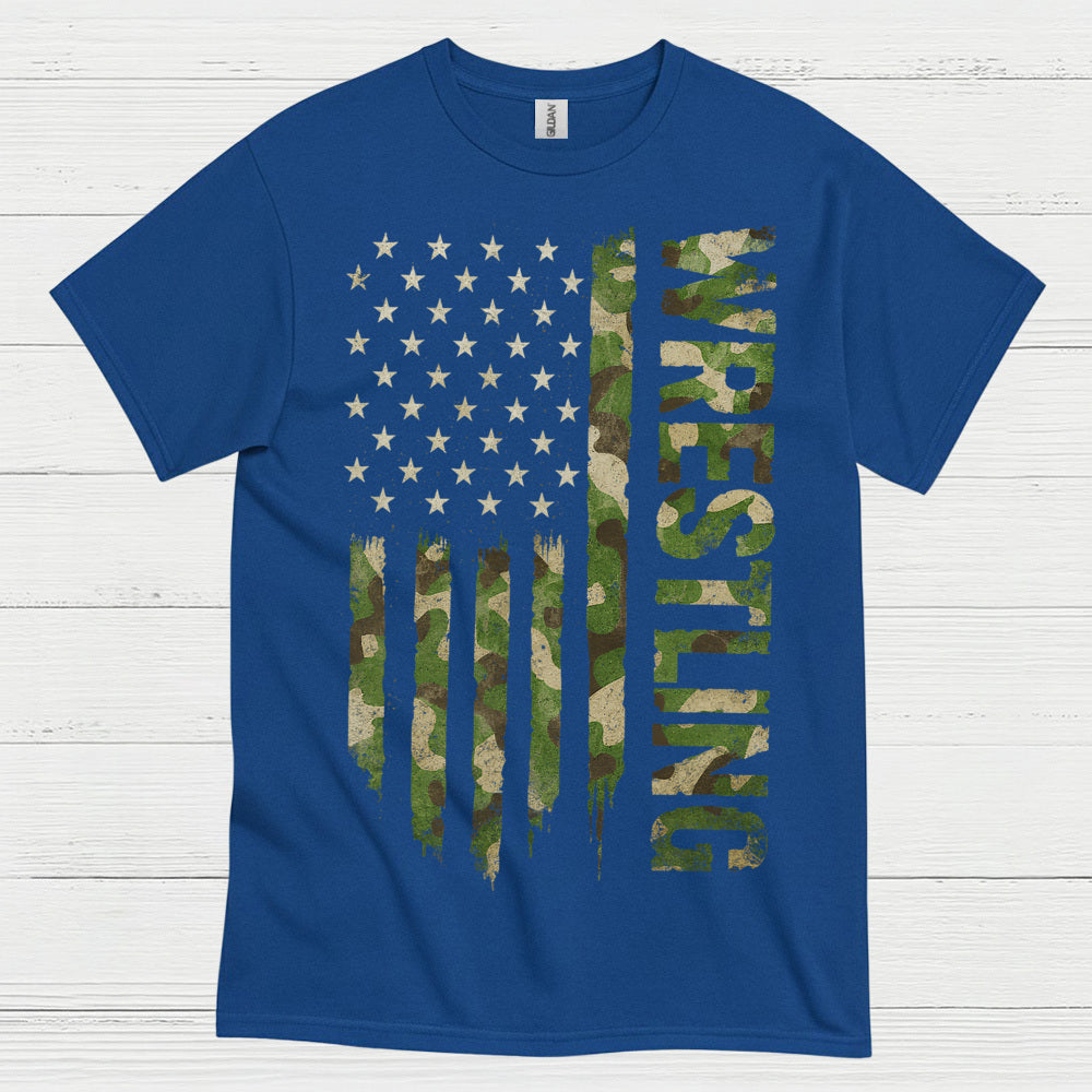Wrestling American Flag Camo Pride T Shirt