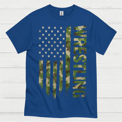 Wrestling American Flag Camo Pride T Shirt