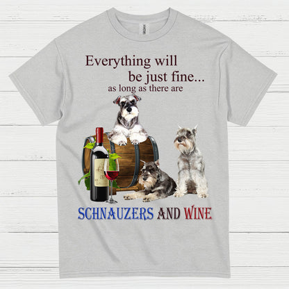 Schnauzers And Wine Funny Dog Lover T Shirt