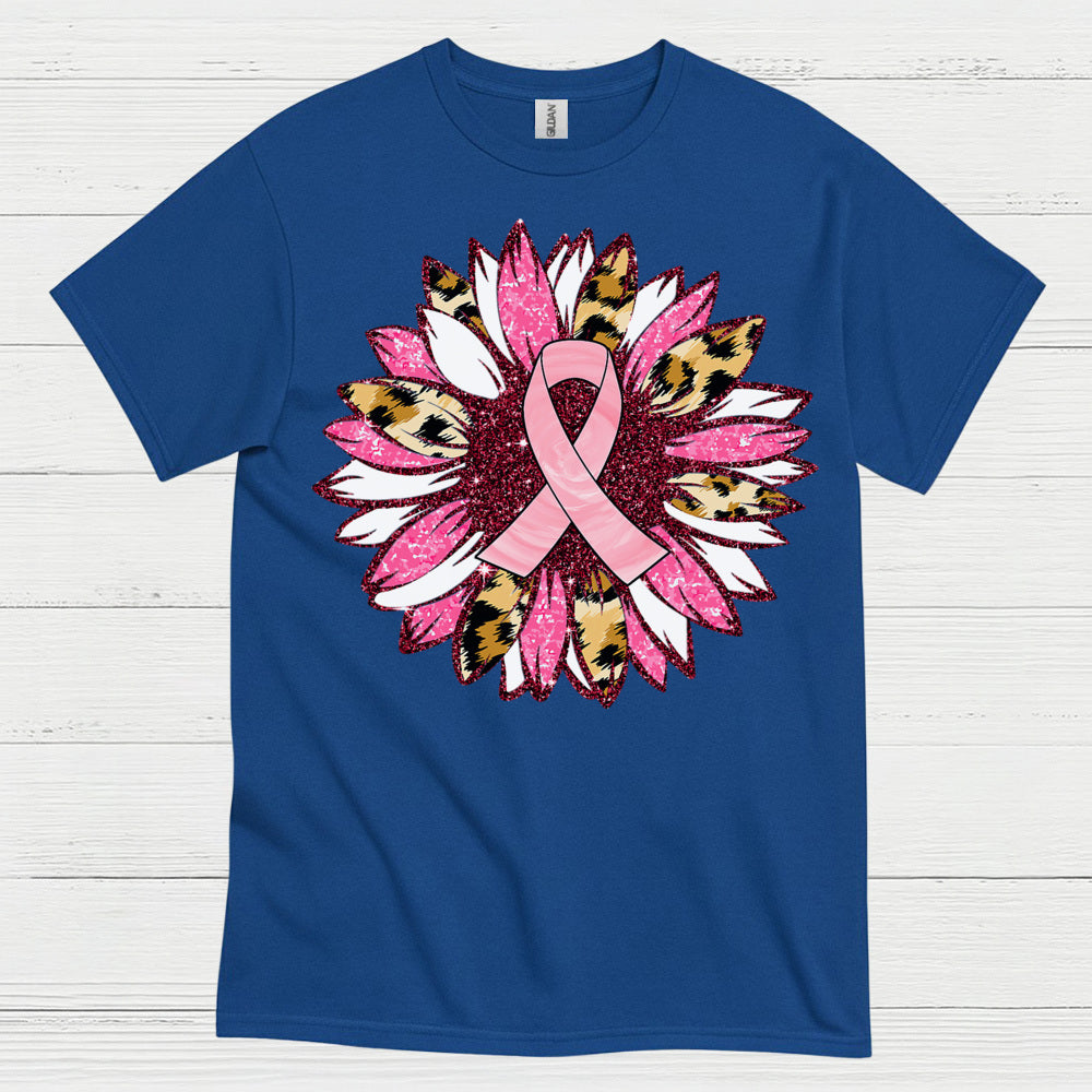 Breast Cancer Ribbon Floral Art T Shirt