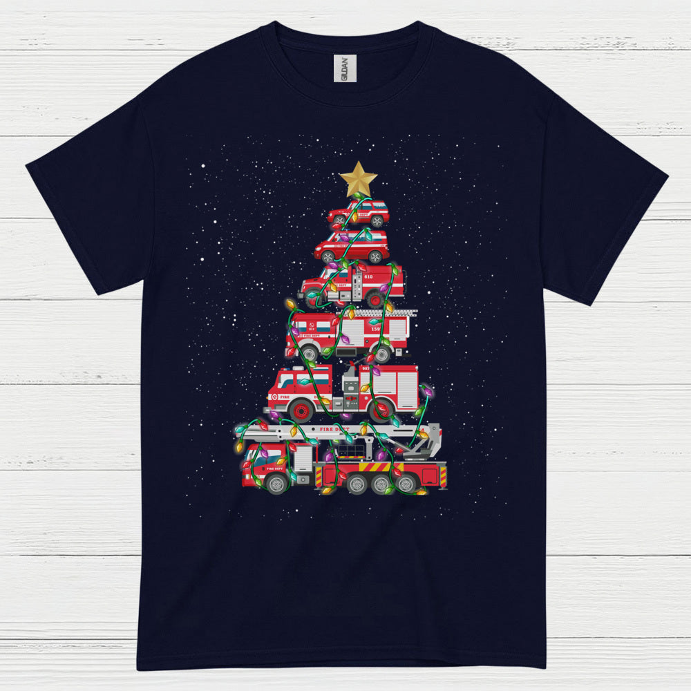 Fire Truck Christmas Tree Firefighter T Shirt