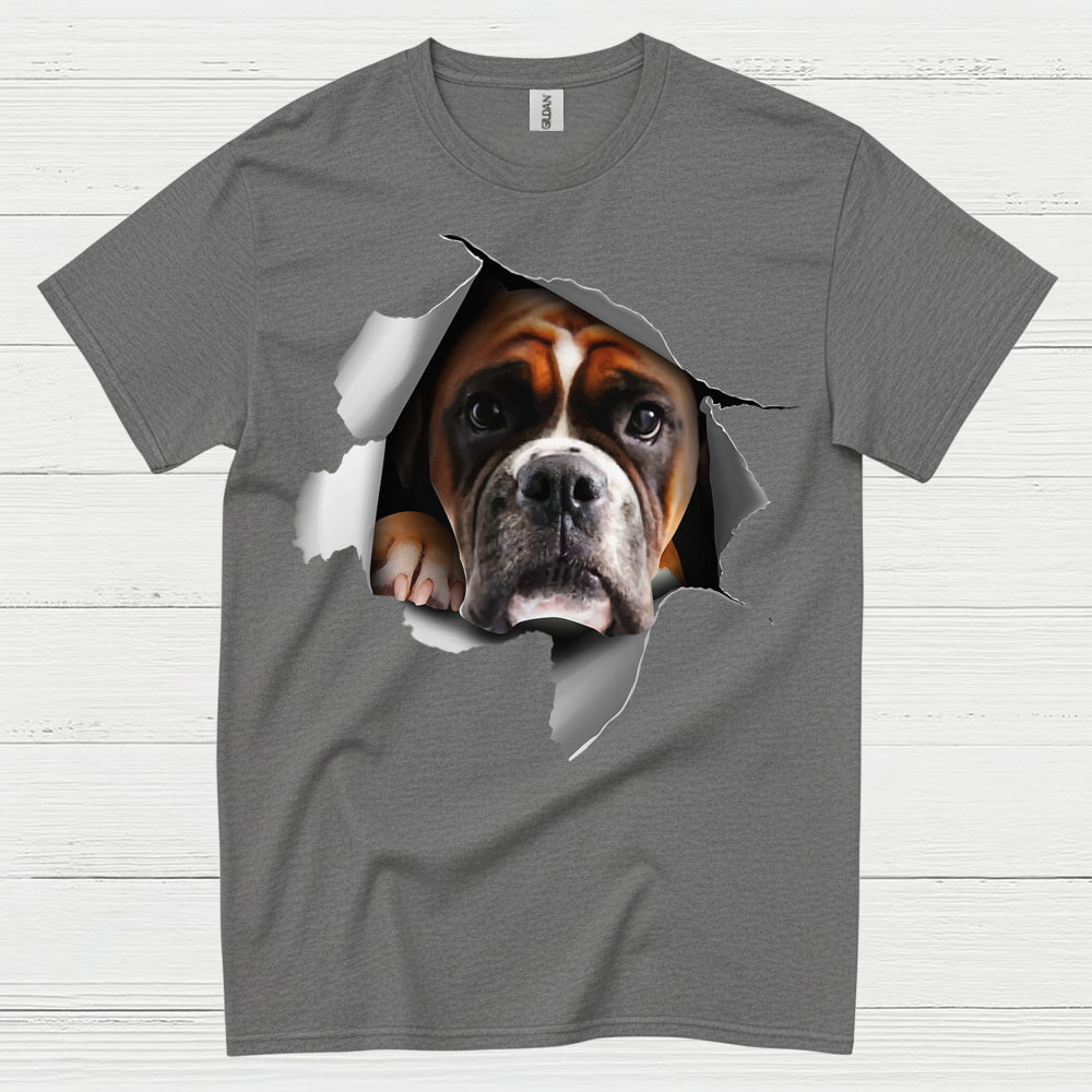 Peeking Boxer Dog T Shirt