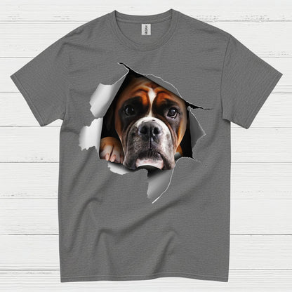 Peeking Boxer Dog T Shirt