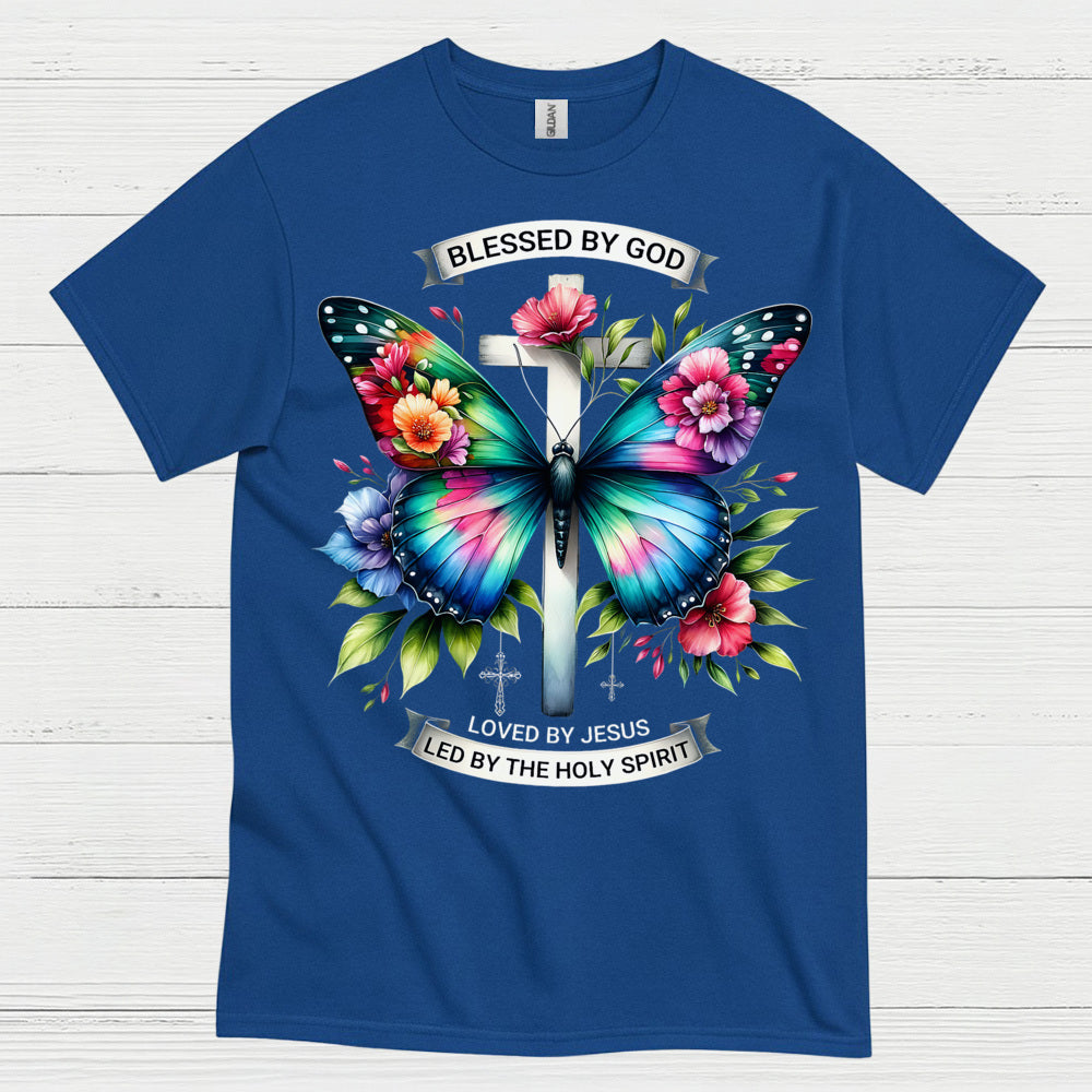 Blessed By God Butterfly Christian T Shirt