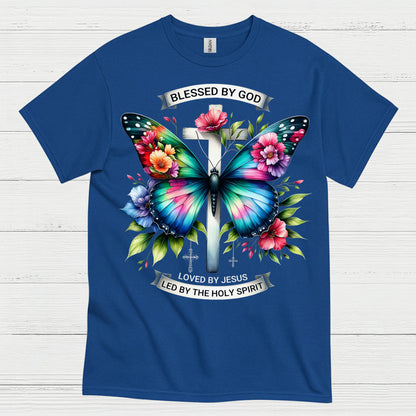 Blessed By God Butterfly Christian T Shirt