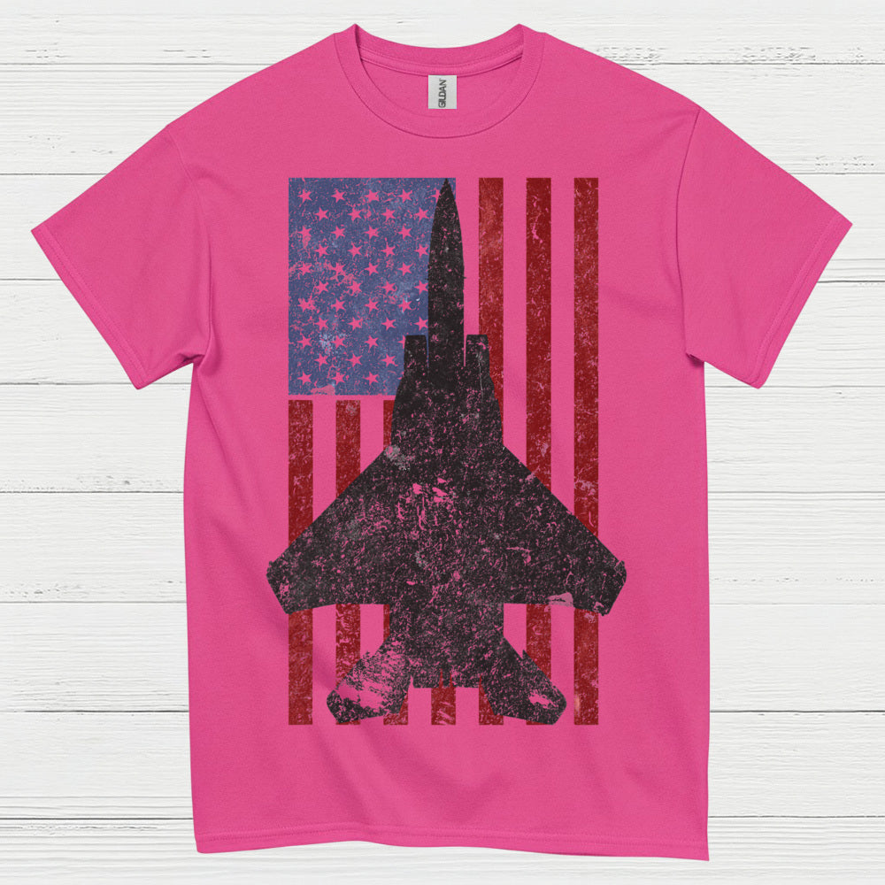 American Fighter Jet Patriotic Flag Veteran T Shirt