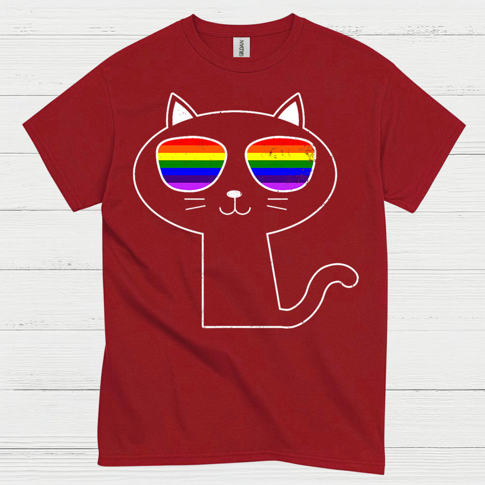 Rainbow Sunglasses Cat Pride T Shirt