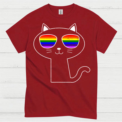 Rainbow Sunglasses Cat Pride T Shirt