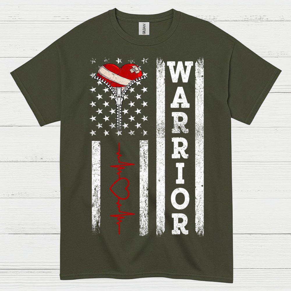 Heart Warrior American Flag T Shirt