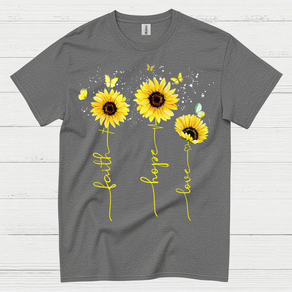 Faith Hope Love Sunflower Christian T Shirt