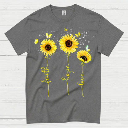 Faith Hope Love Sunflower Christian T Shirt