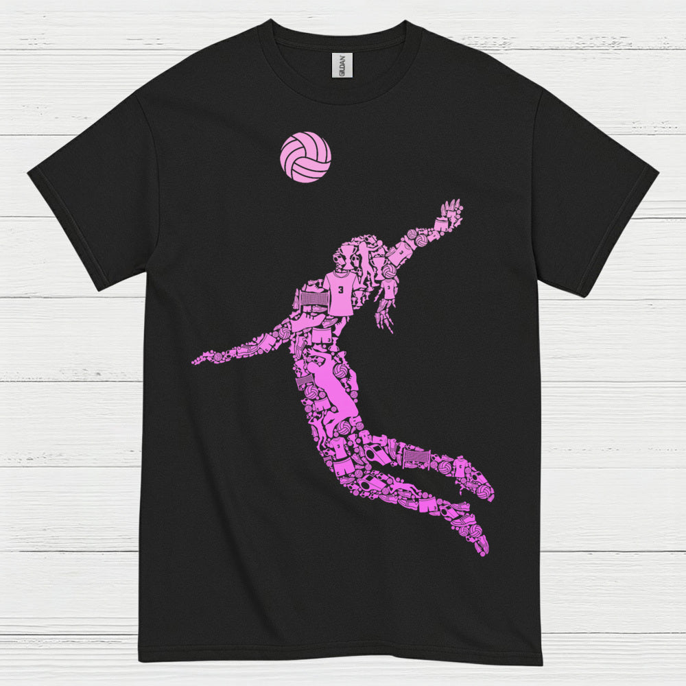 Pink Volleyball Player Silhouette T Shirt