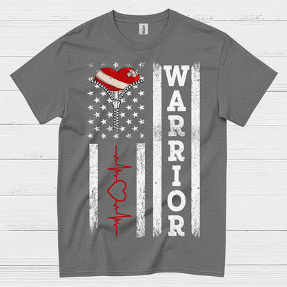Heart Warrior American Flag T Shirt