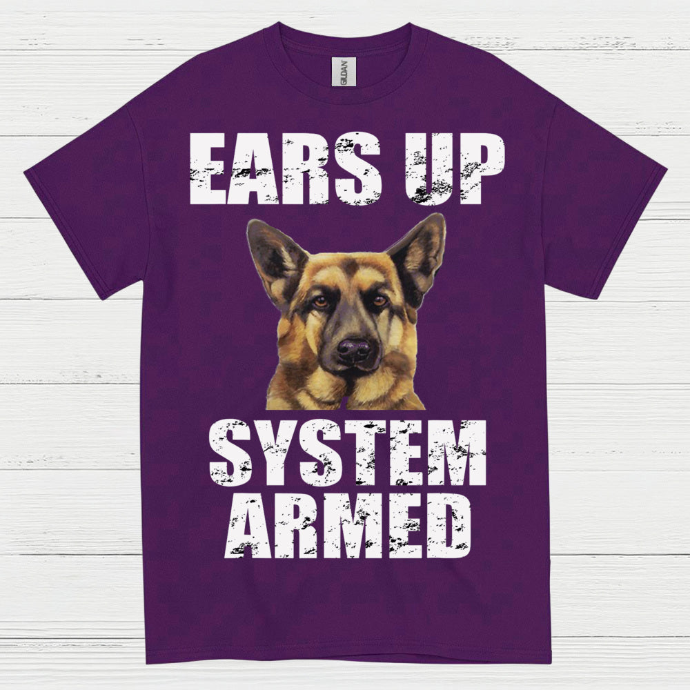 Ears Up System Armed German Shepherd T Shirt