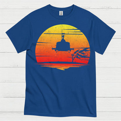 Vietnam Helicopter Sunset Military T Shirt
